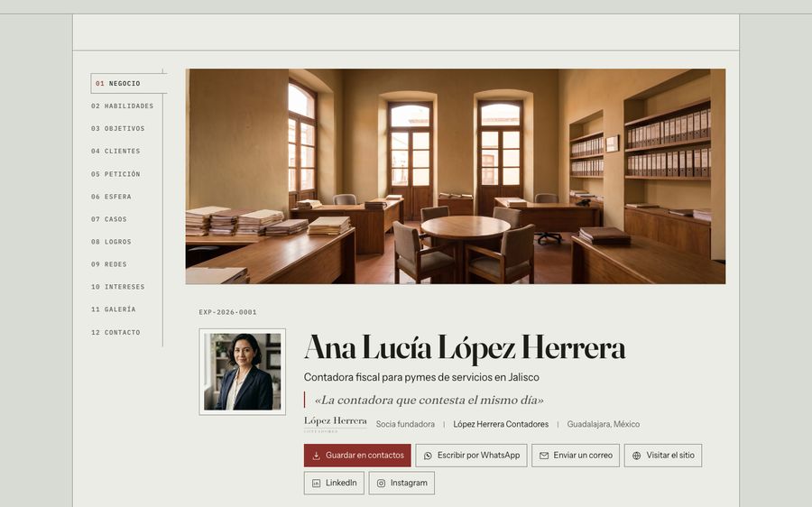 The example dossier in the Acta template